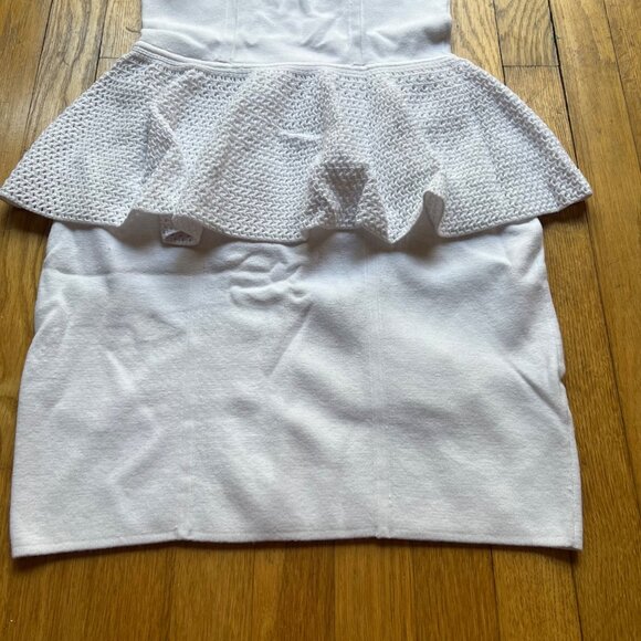 Milly New York Size S White Crochet Trim Sleeveless Knit Bodycon Peplum Dress - Picture 10 of 16